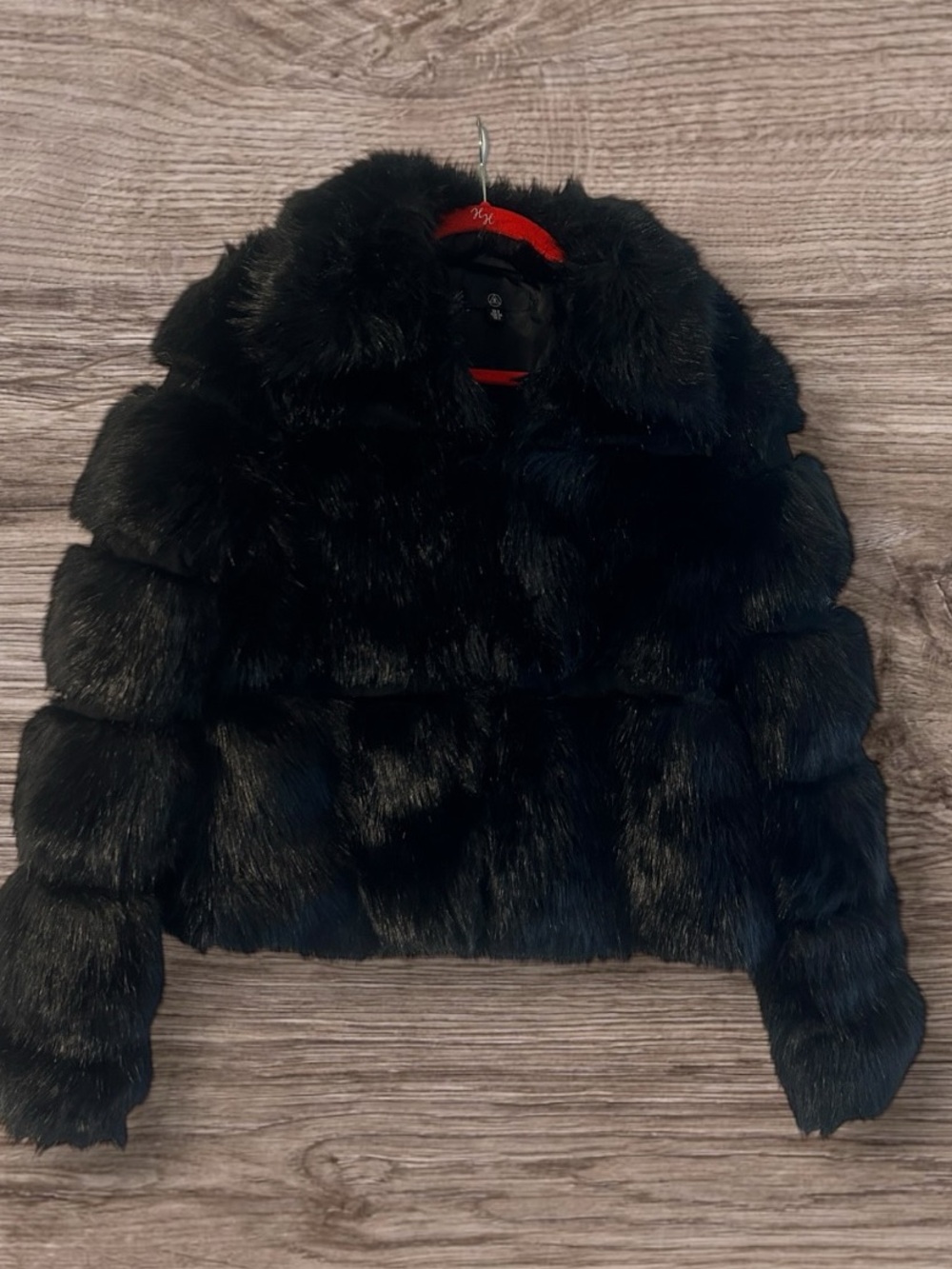 Missguided Women's Black Pelted Faux Fur Cropped Jacket Size 2